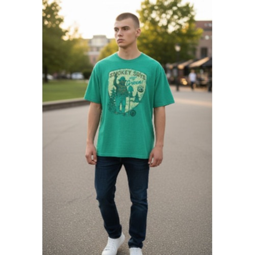 Vintage 95 Smokey Bear Shirt Men's Medium Green Keep‎ It Green Short Sleeve